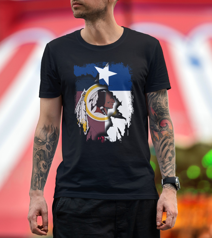 Texas Flag And Washington Redskins Logo United T-Shirt