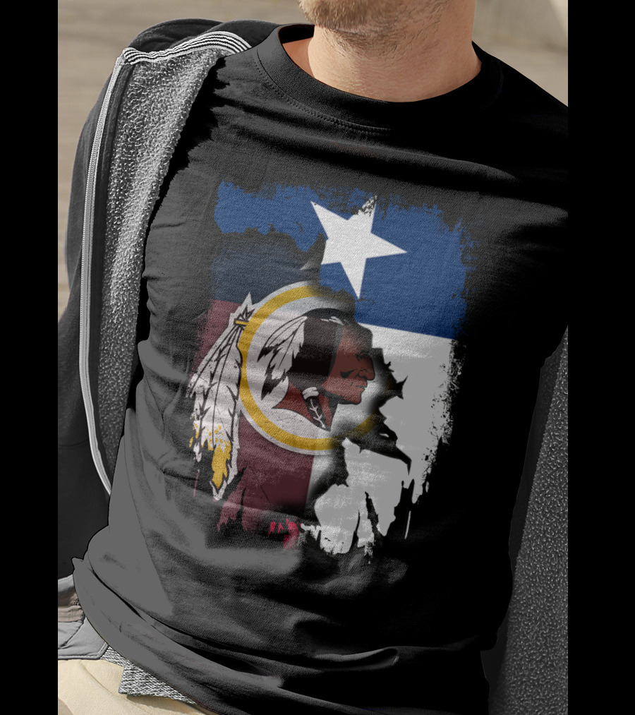 Texas Flag And Washington Redskins Logo United T-Shirt