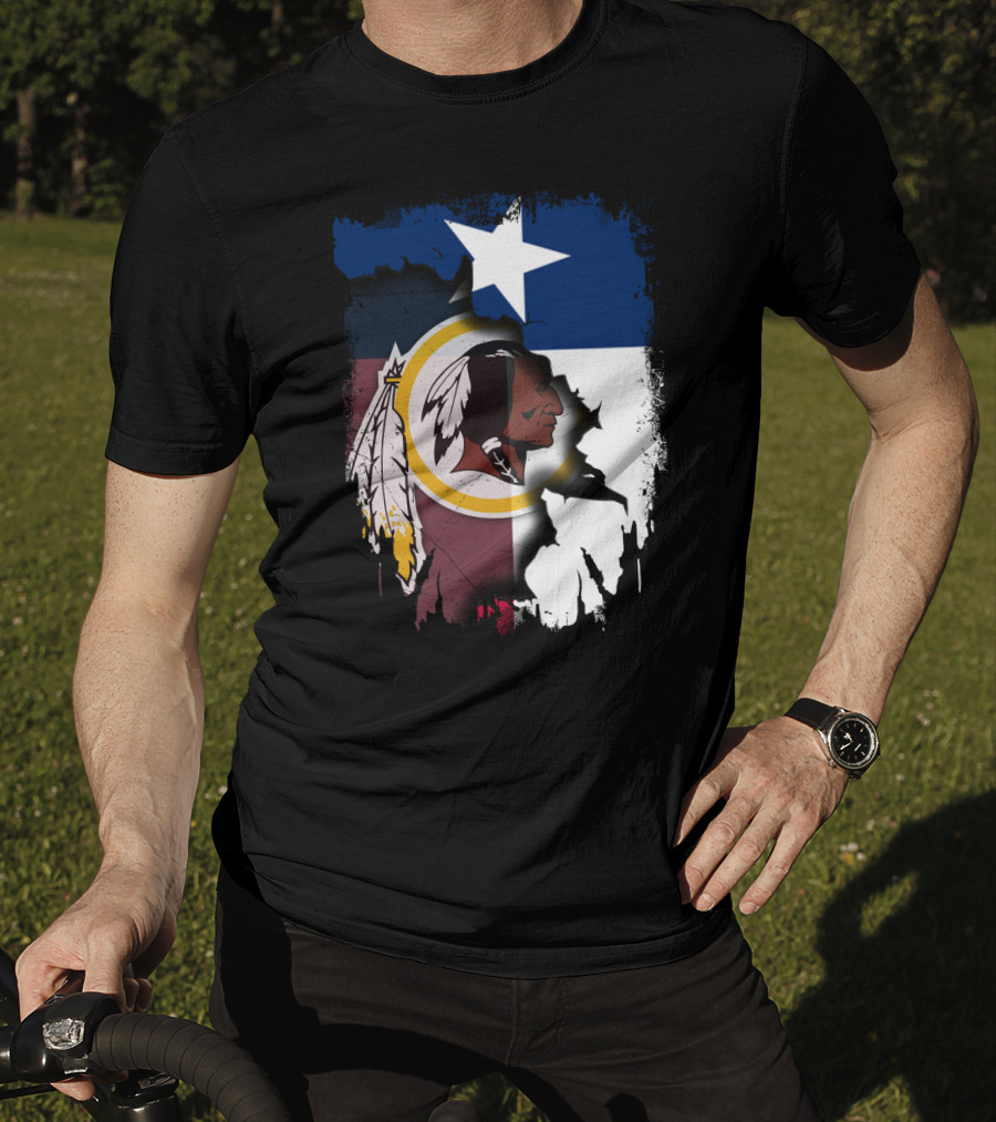 Texas Flag And Washington Redskins Logo United T-Shirt