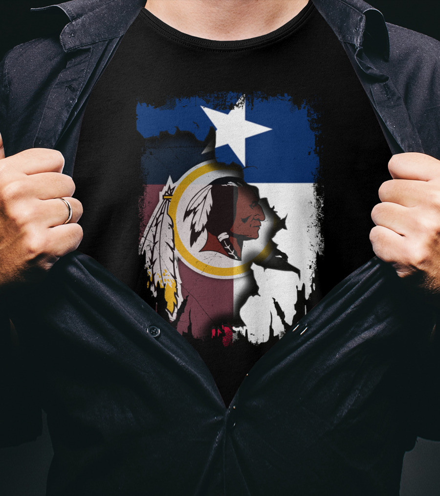 Texas Flag And Washington Redskins Logo United T-Shirt