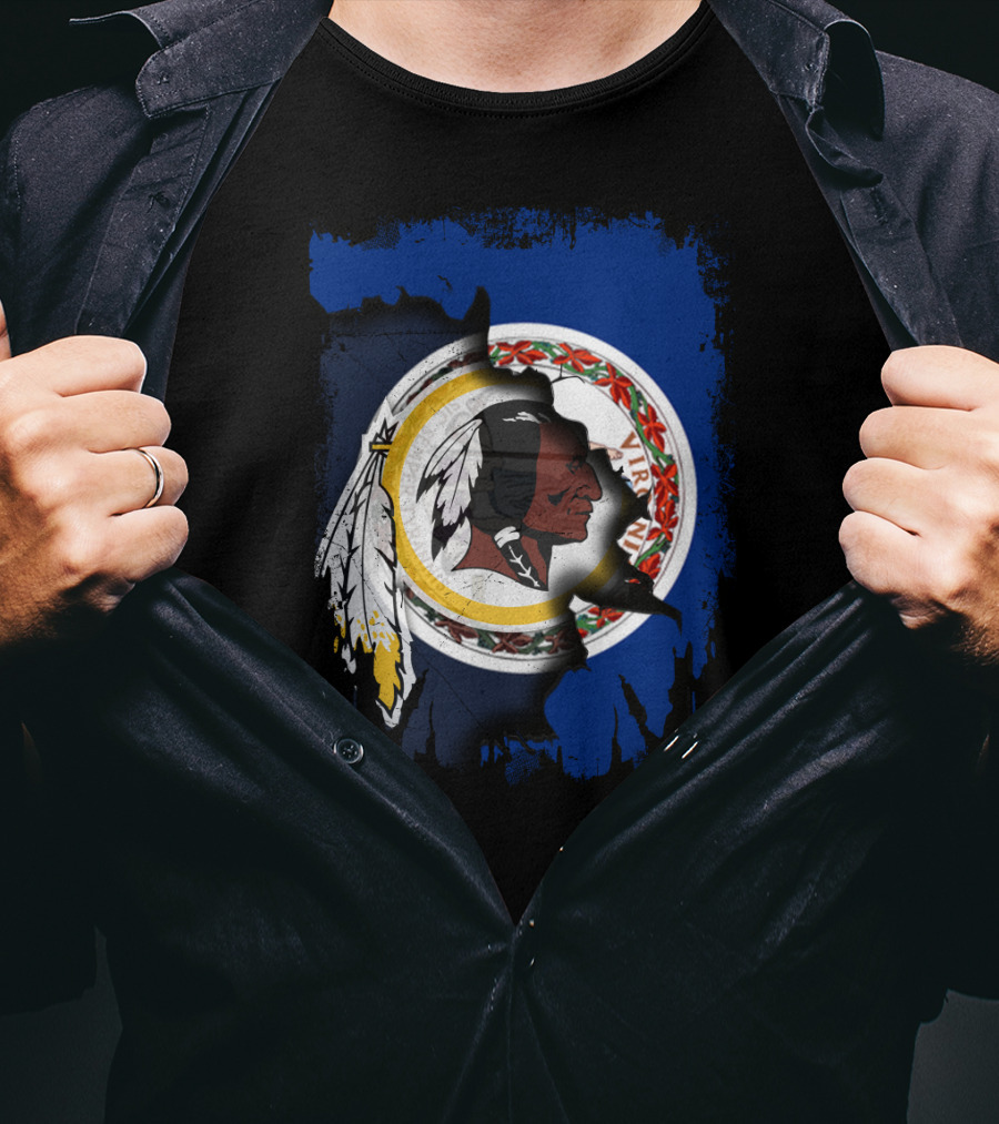 Together Virginia With Redskins Washington Football Team Logo And Virginia State Flag T-Shirt