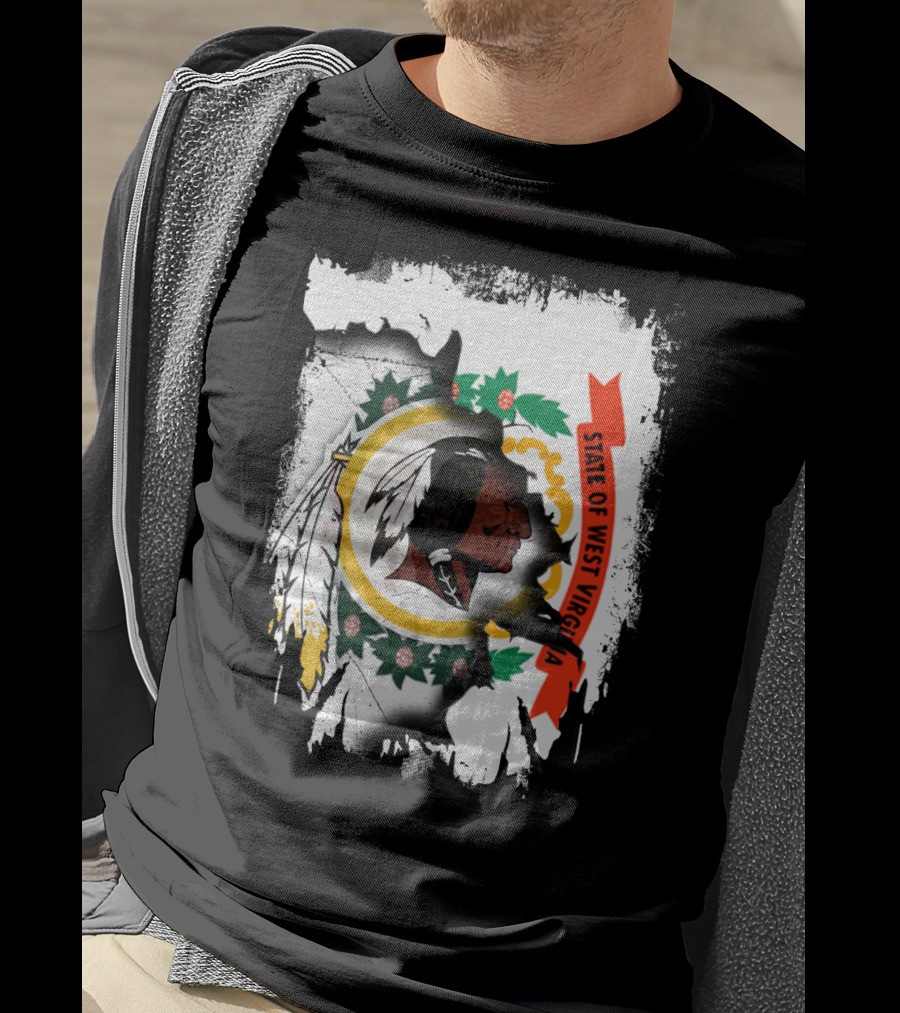 State Of West Virginia Redskins Collaboration T-Shirt
