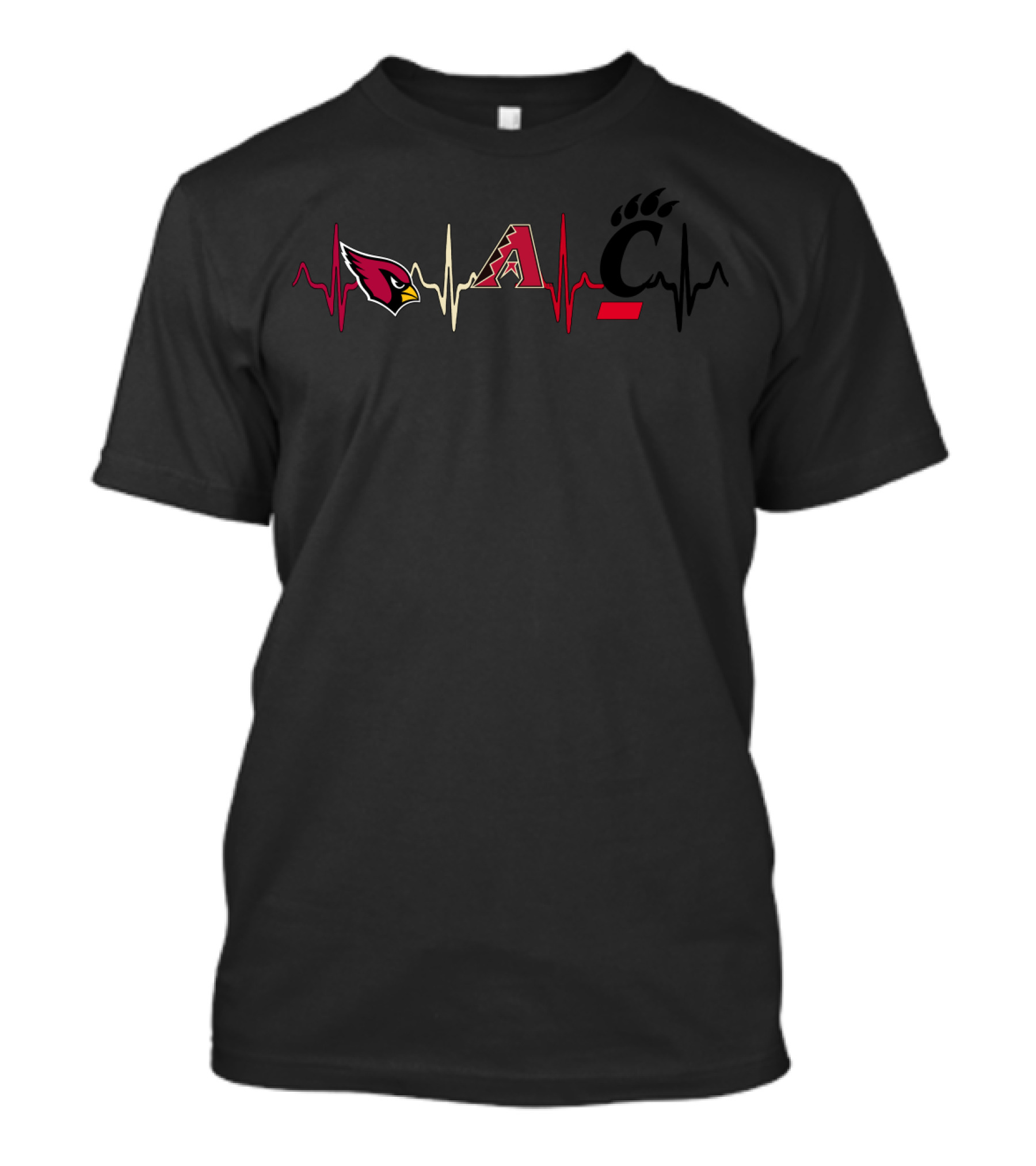 Cardinals Diamondbacks Cincinnati Bearcats Heartbeat T-Shirt