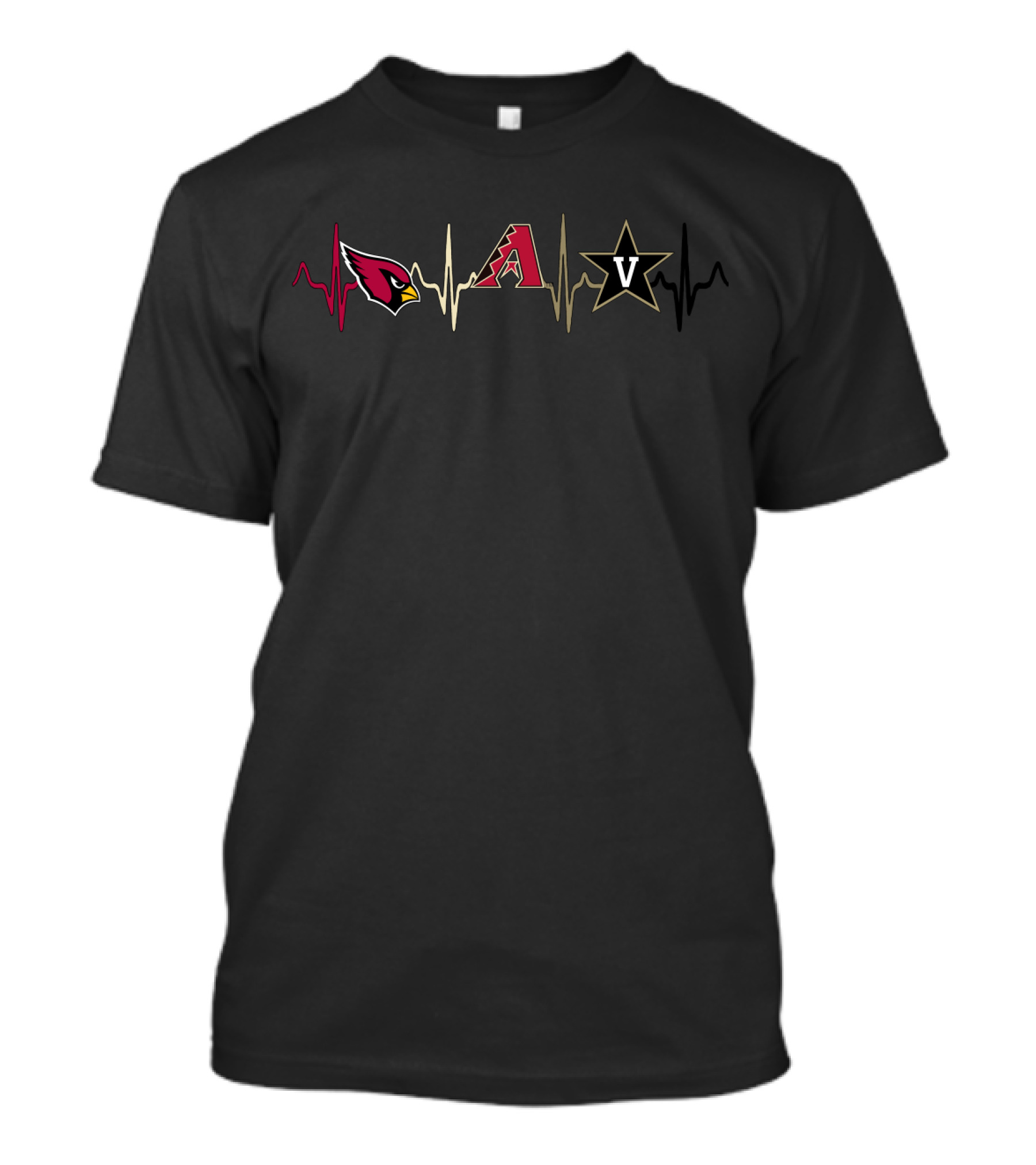 Cardinals Diamondbacks Vanderbilt Logo Heartbeat T-Shirt