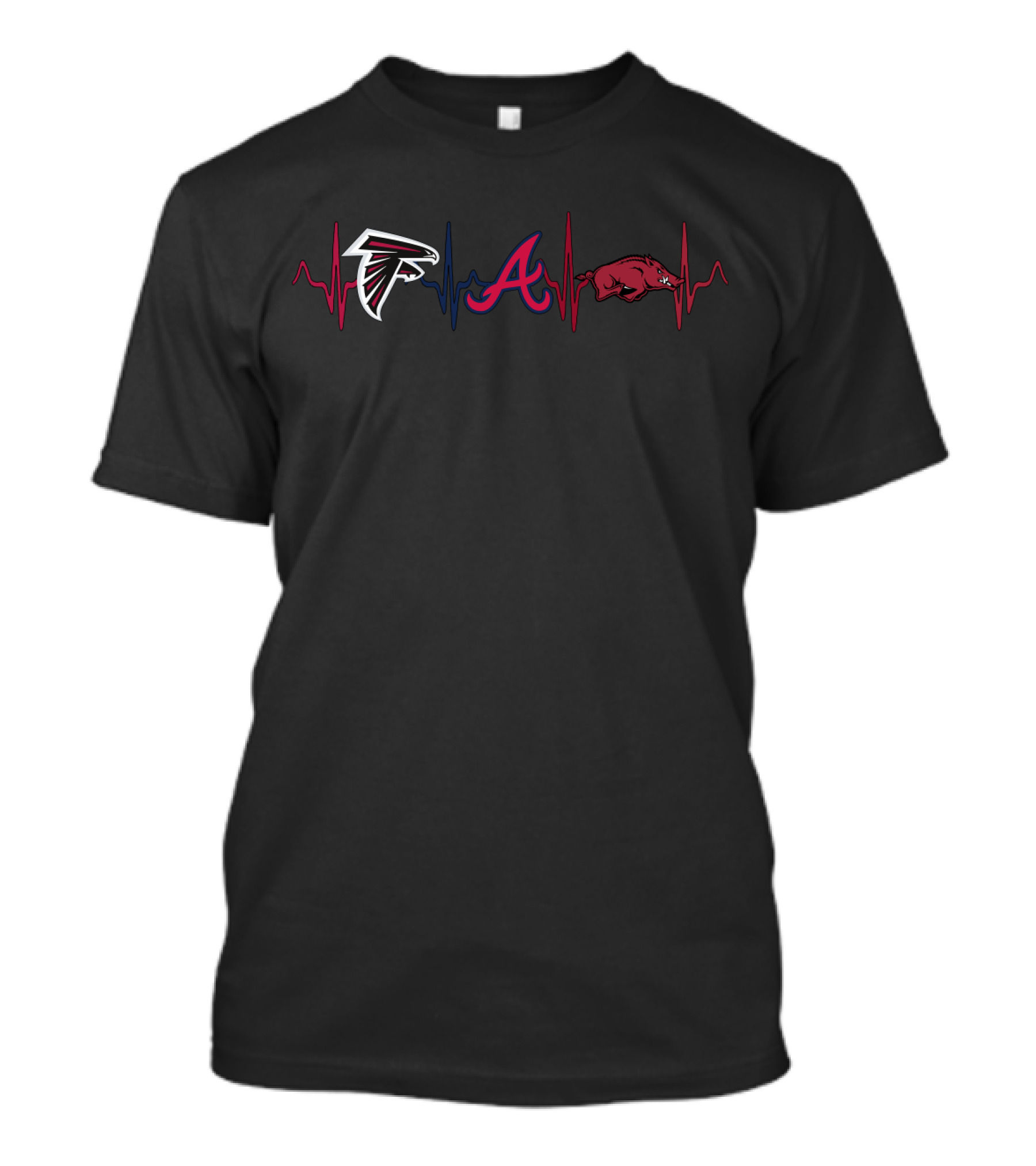 Falcons Braves Arkansas Razorbacks Heartbeat T-Shirt