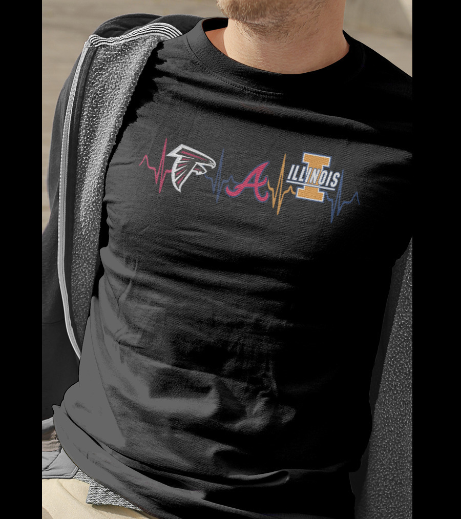 Falcons Braves Illinois Heartbeat Logos T-Shirt