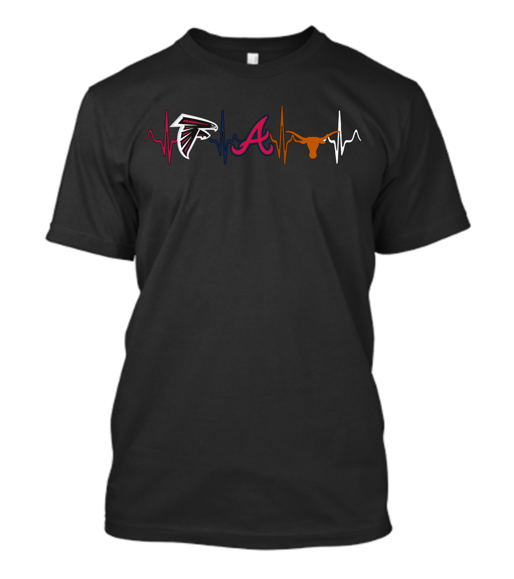 Falcons Braves Longhorns Heartbeat T-Shirt