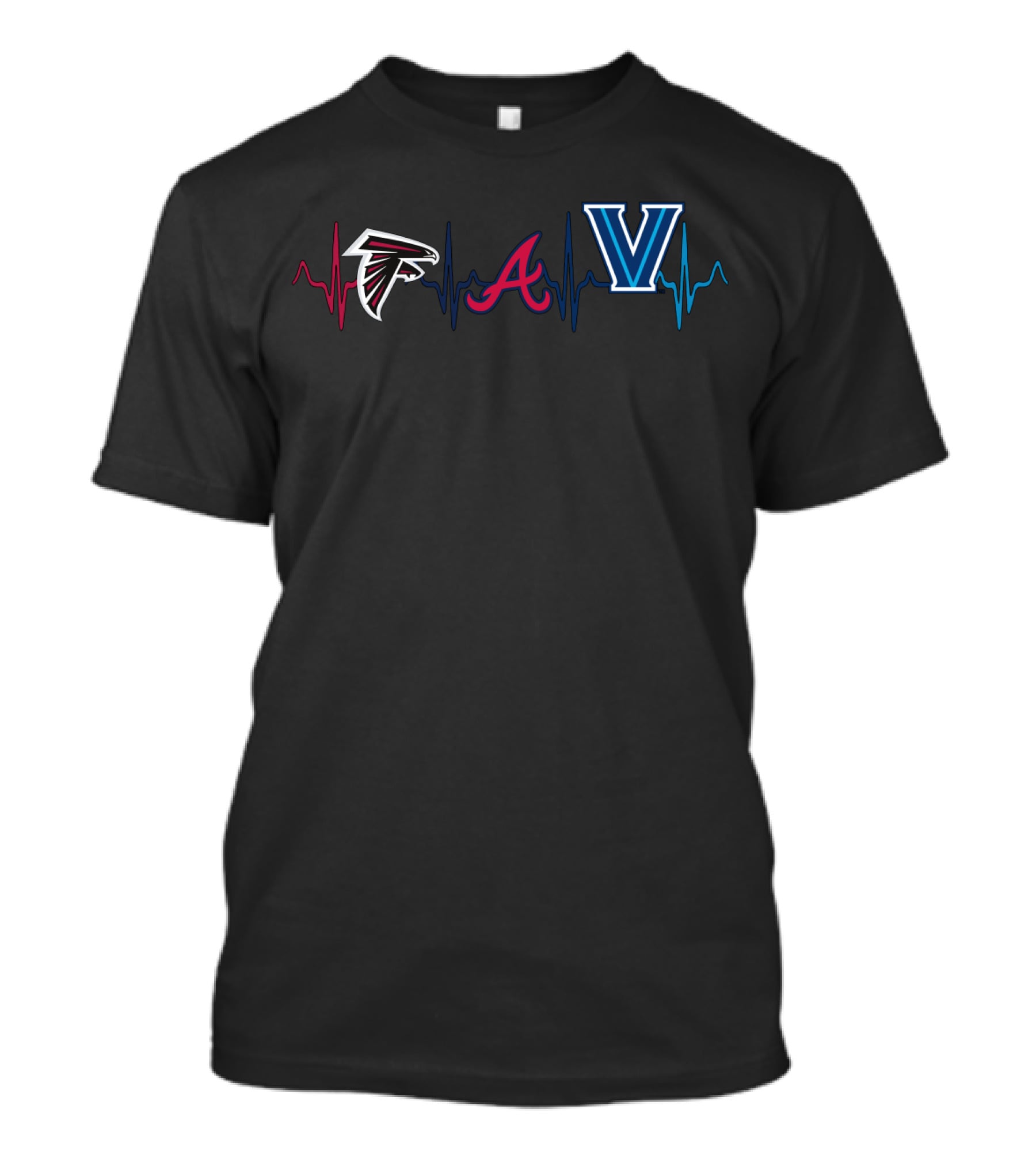 Falcons Braves Villanova Heartbeat Logo Trio T-Shirt