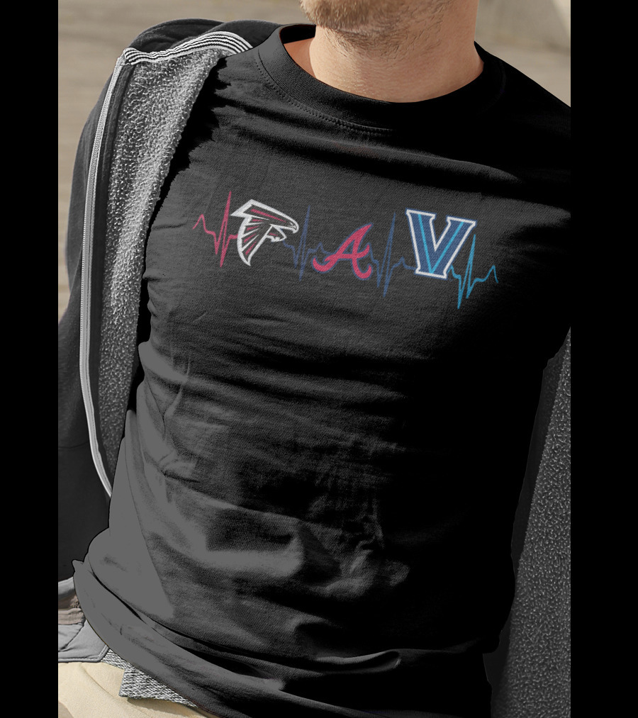 Falcons Braves Villanova Heartbeat Logo Trio T-Shirt