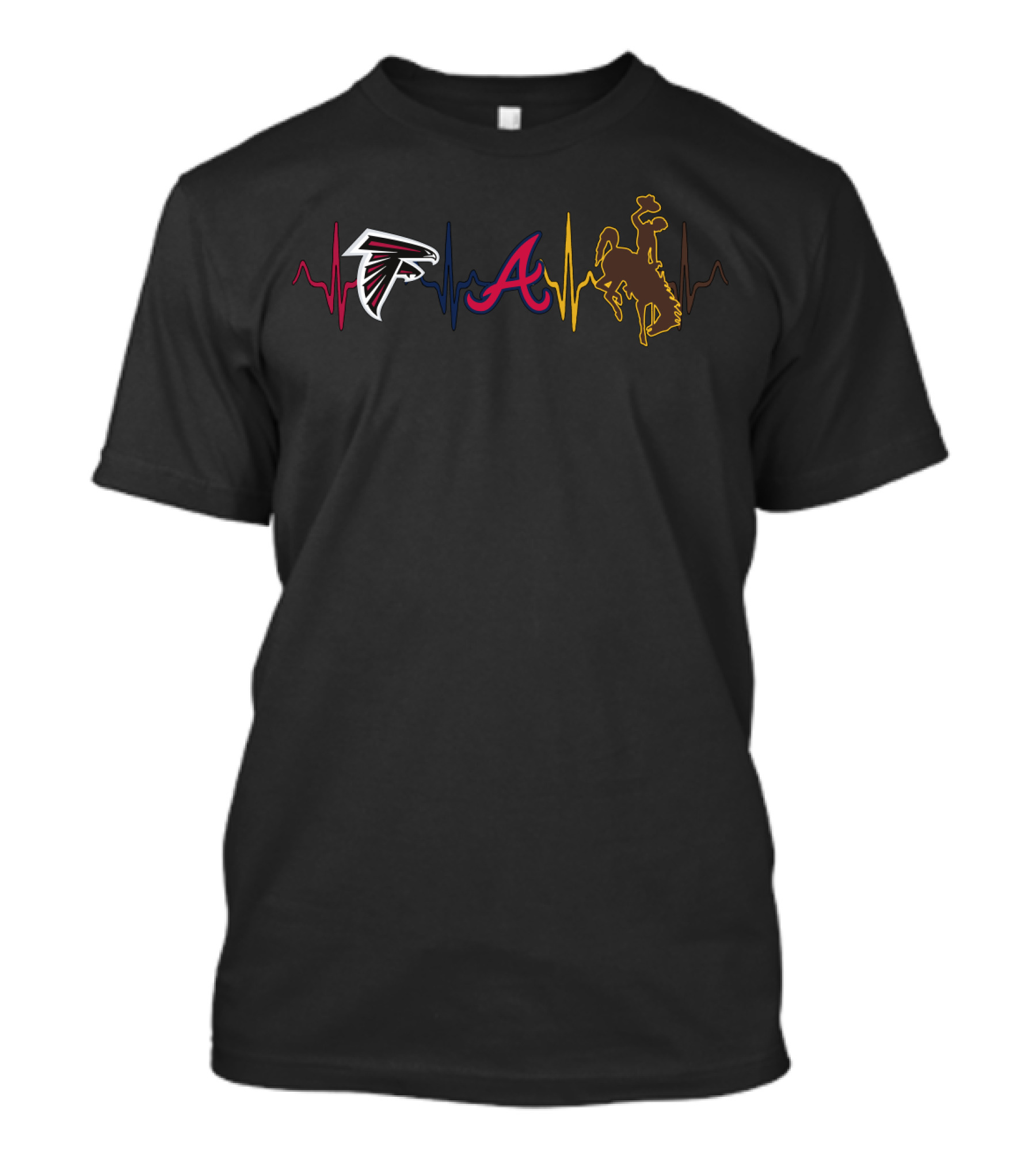 Falcons Braves Wyoming Cowboys Heartbeat T-Shirt