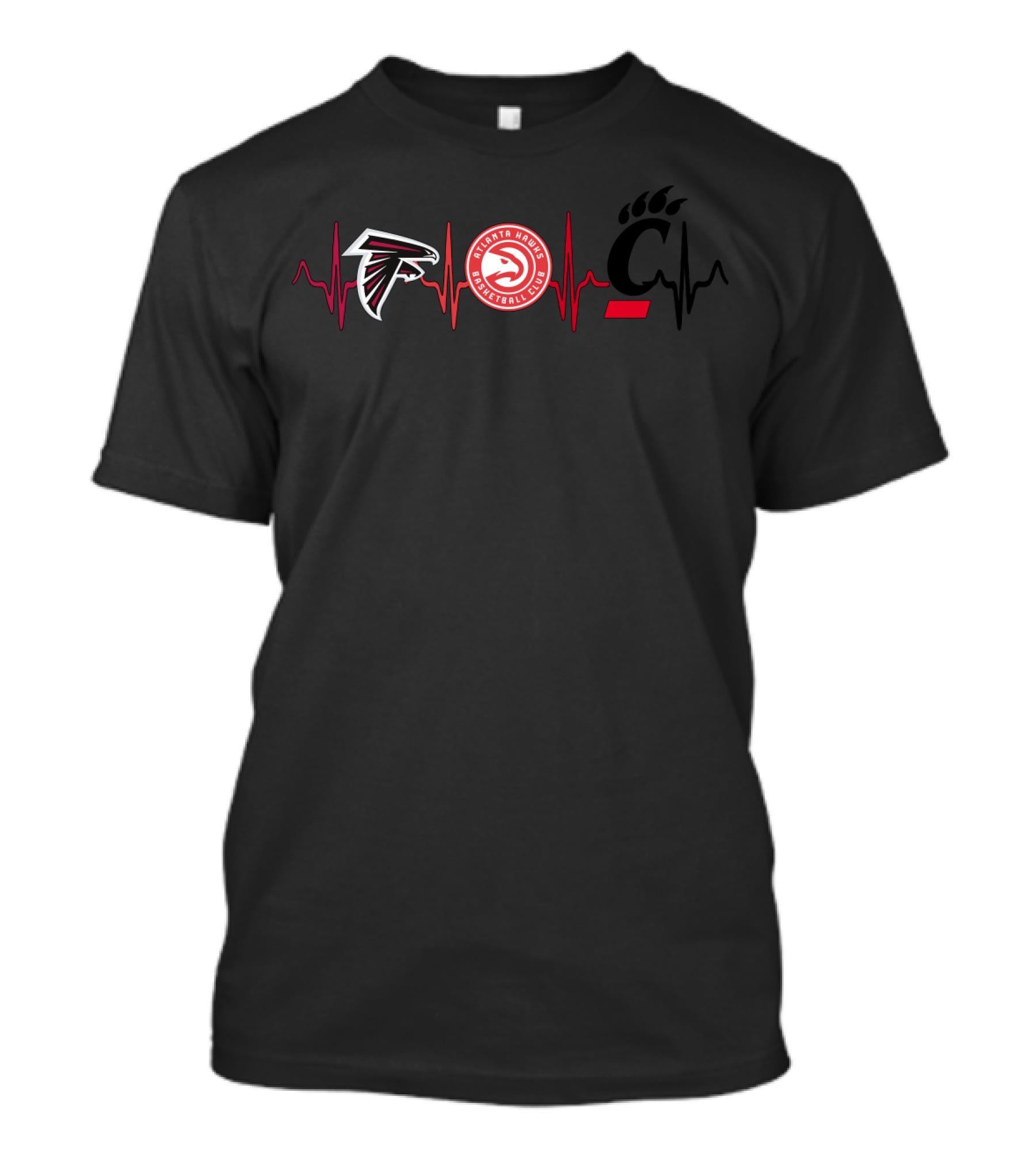 Atlanta Falcons Atlanta Hawks Cincinnati Bearcats Heartbeat T-Shirt