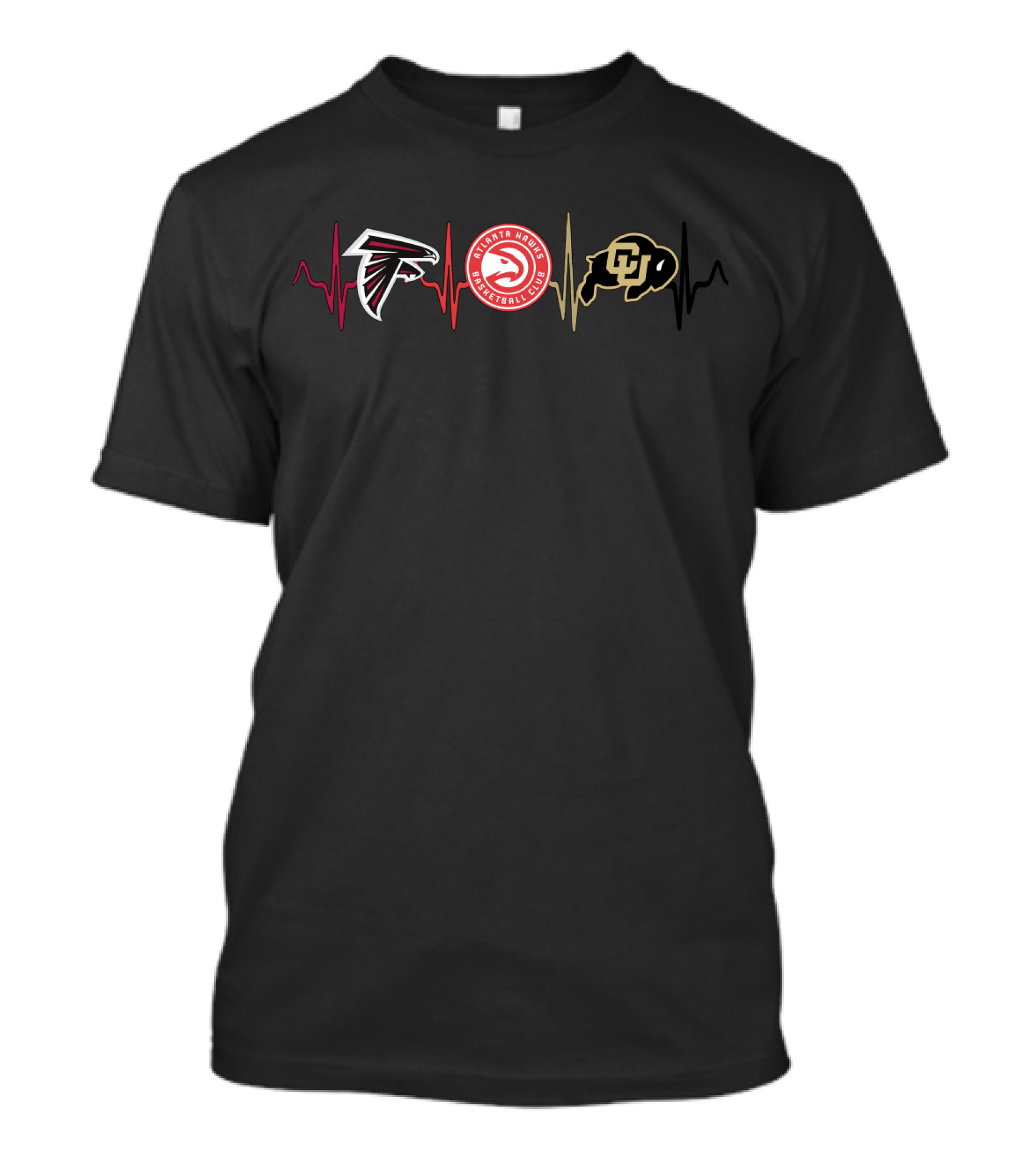 Love Atlanta Falcons Hawks Colorado Buffaloes Cbu Heartbeat T-Shirt