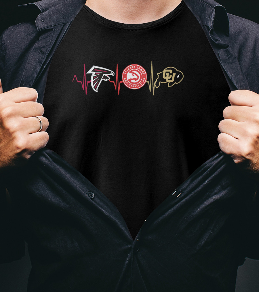 Love Atlanta Falcons Hawks Colorado Buffaloes Cbu Heartbeat T-Shirt