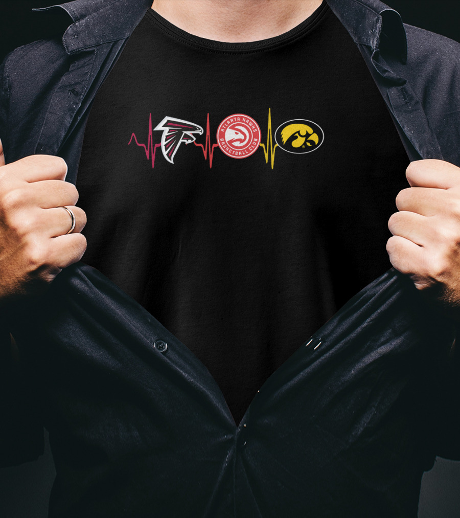 Love Falcons Atlanta Hawks Iowa Hawkeyes Heartbeat Iha T-Shirt