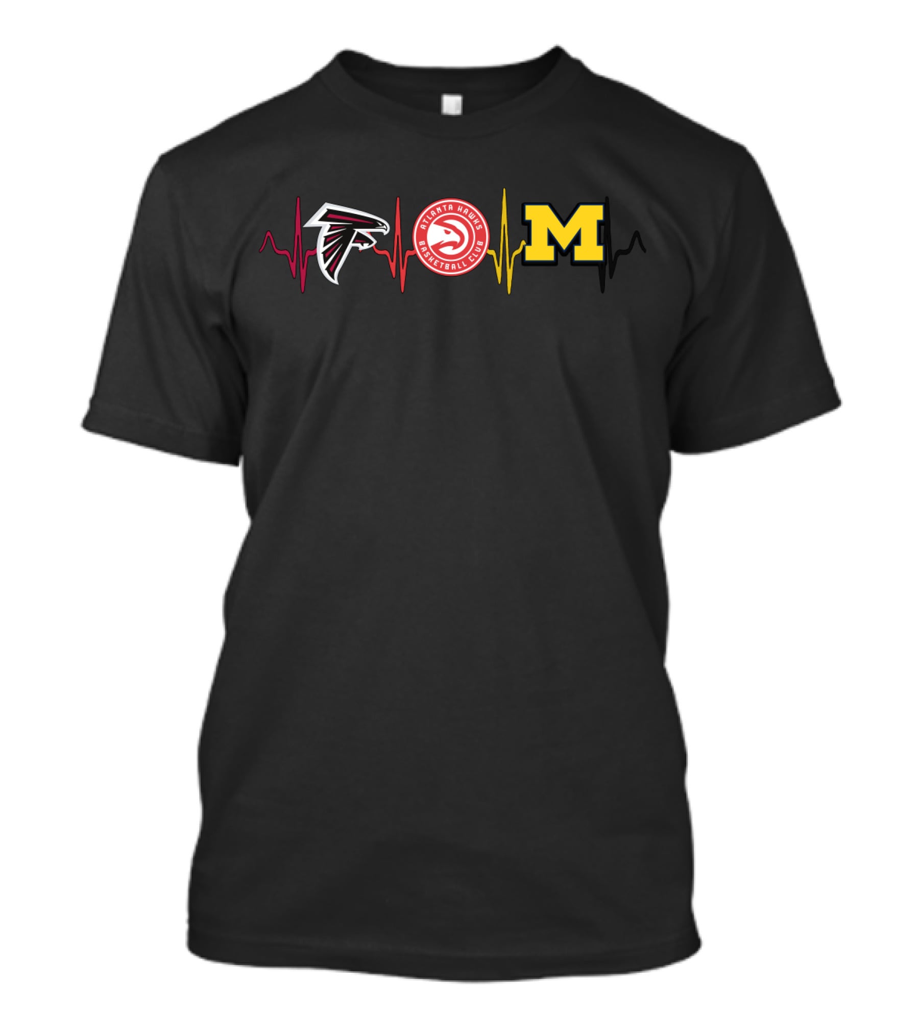 Atlanta Falcons Atlanta Hawks Michigan Wolverines Heartbeat T-Shirt