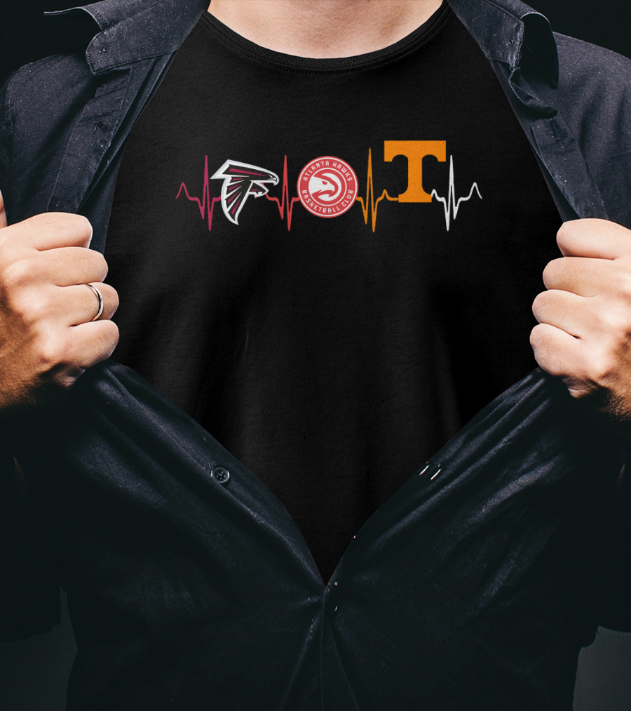 Atlanta Falcons And Hawks Heartbeat With Tennessee Volunteers T-Shirt