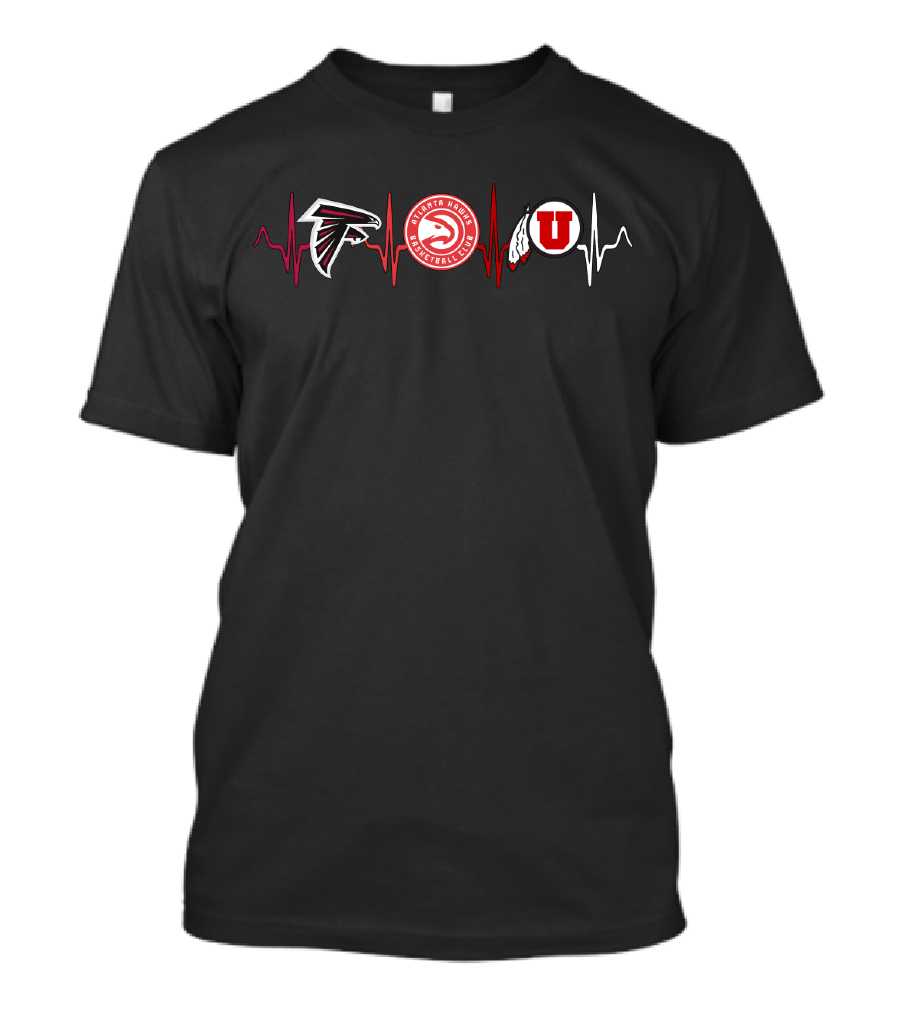 Atlanta Falcons Atlanta Hawks Utah Utes Heartbeat T-Shirt
