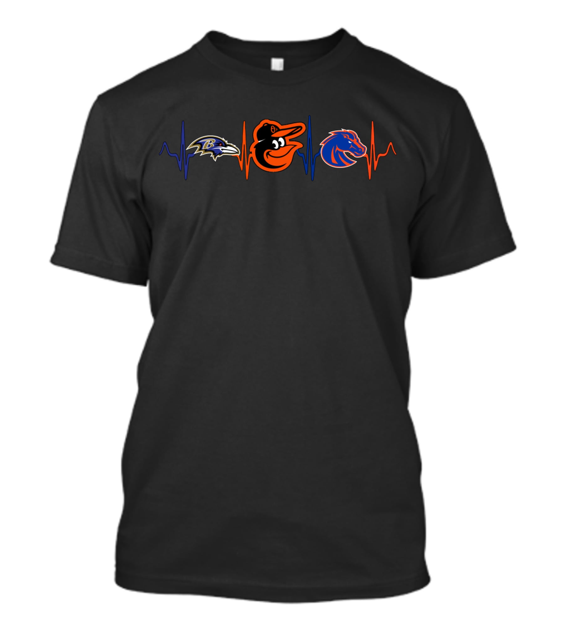 Baltimore Ravens Baltimore Orioles Boise State Broncos Heartbeat T-Shirt