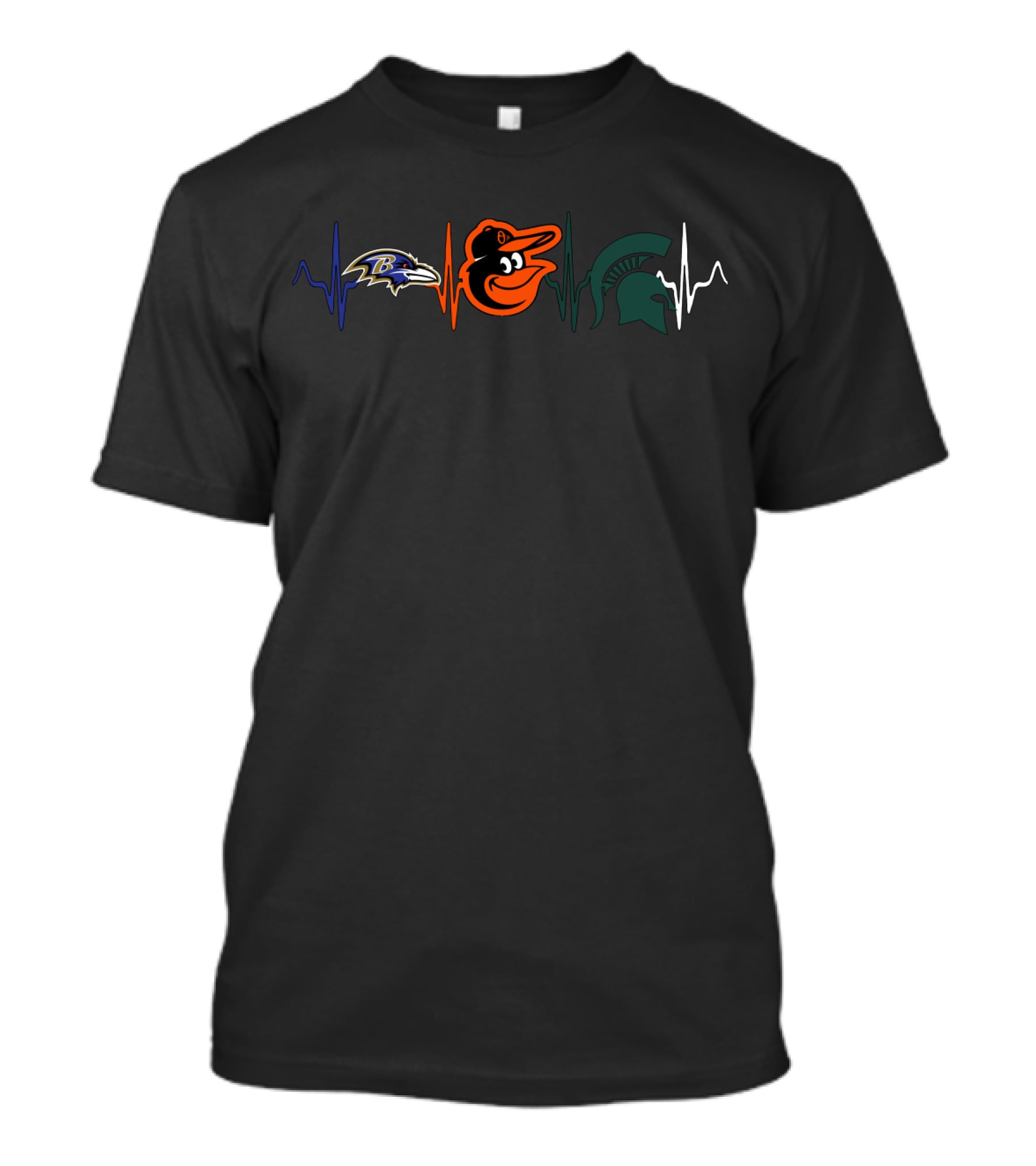 Baltimore Ravens Orioles Spartans Heartbeat Mss T-Shirt