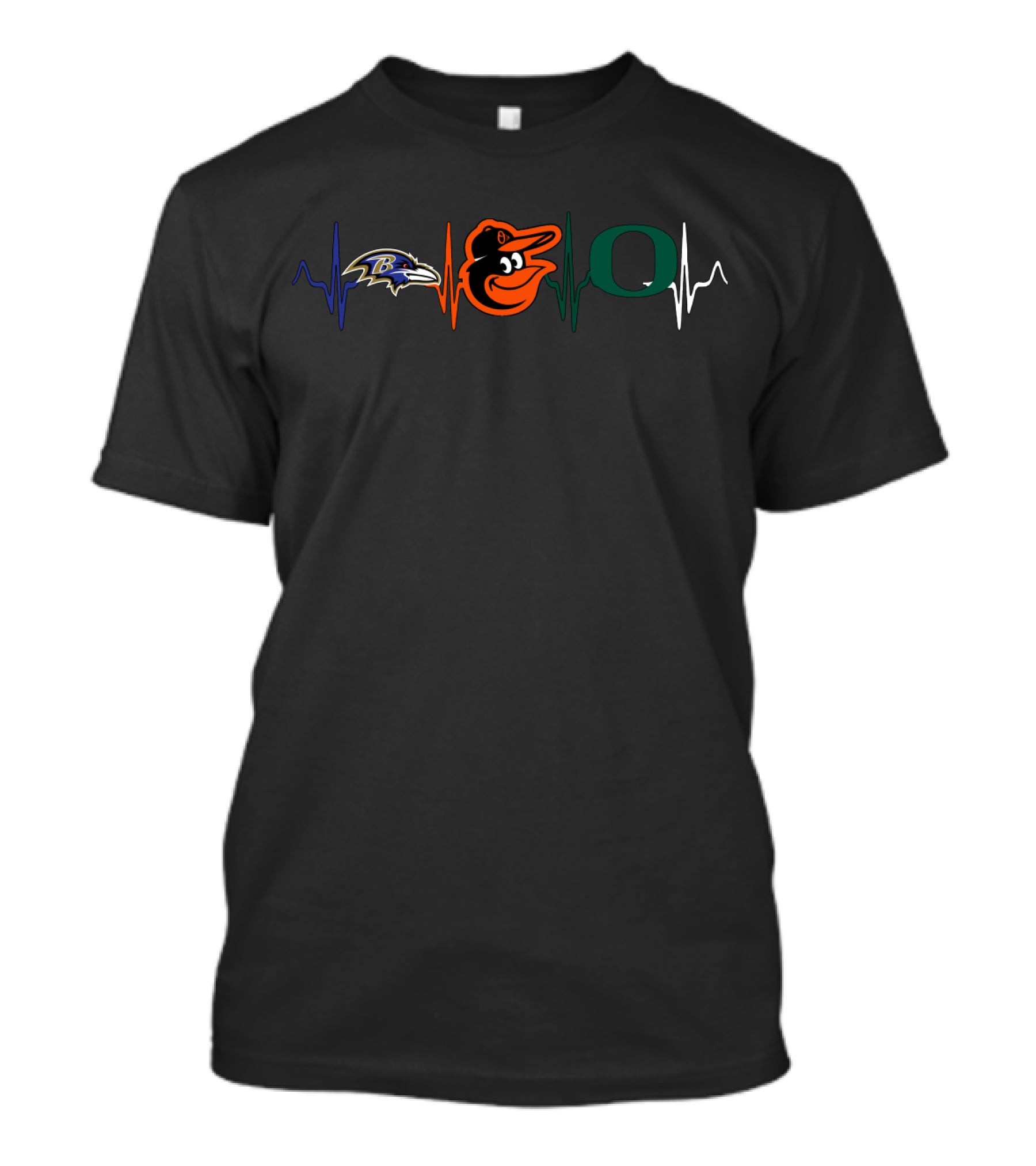 Ravens Baltimore Orioles Oregon Ducks Heartbeat T-Shirt