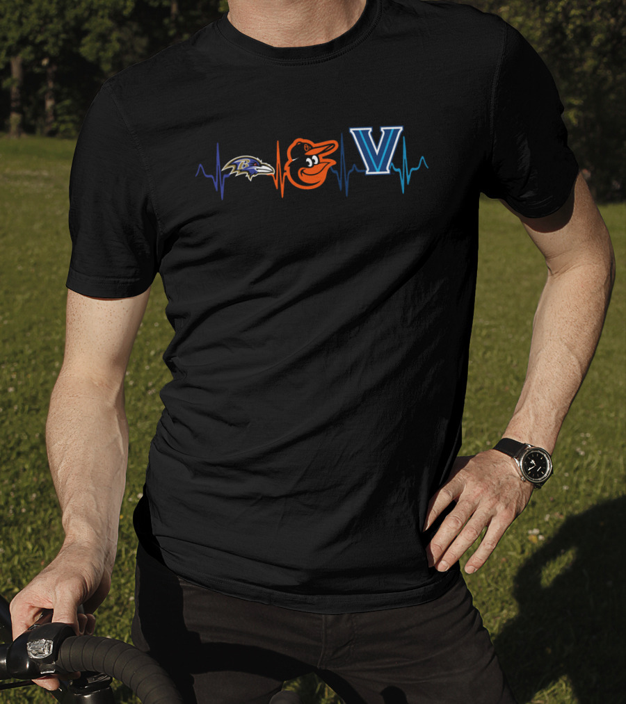 Baltimore Ravens Baltimore Orioles Villanova Heartbeat T-Shirt