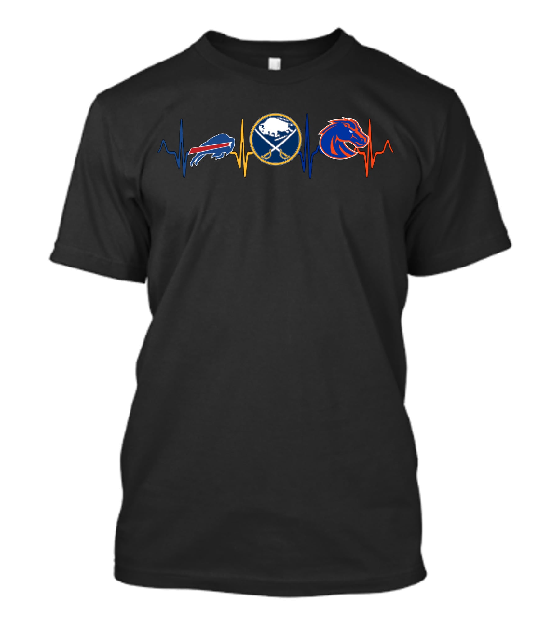 Buffalo Bills Buffalo Sabres Heartbeat Bsb Broncos T-Shirt