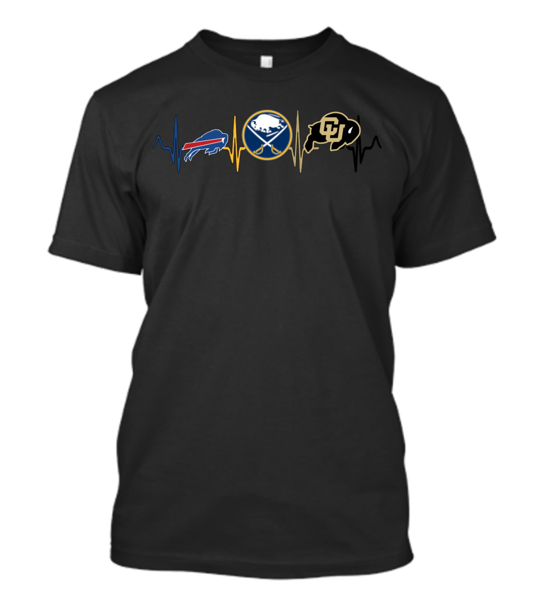 Buffalo Bills Buffalo Sabres Colorado Buffaloes Heartbeat Fan T-Shirt