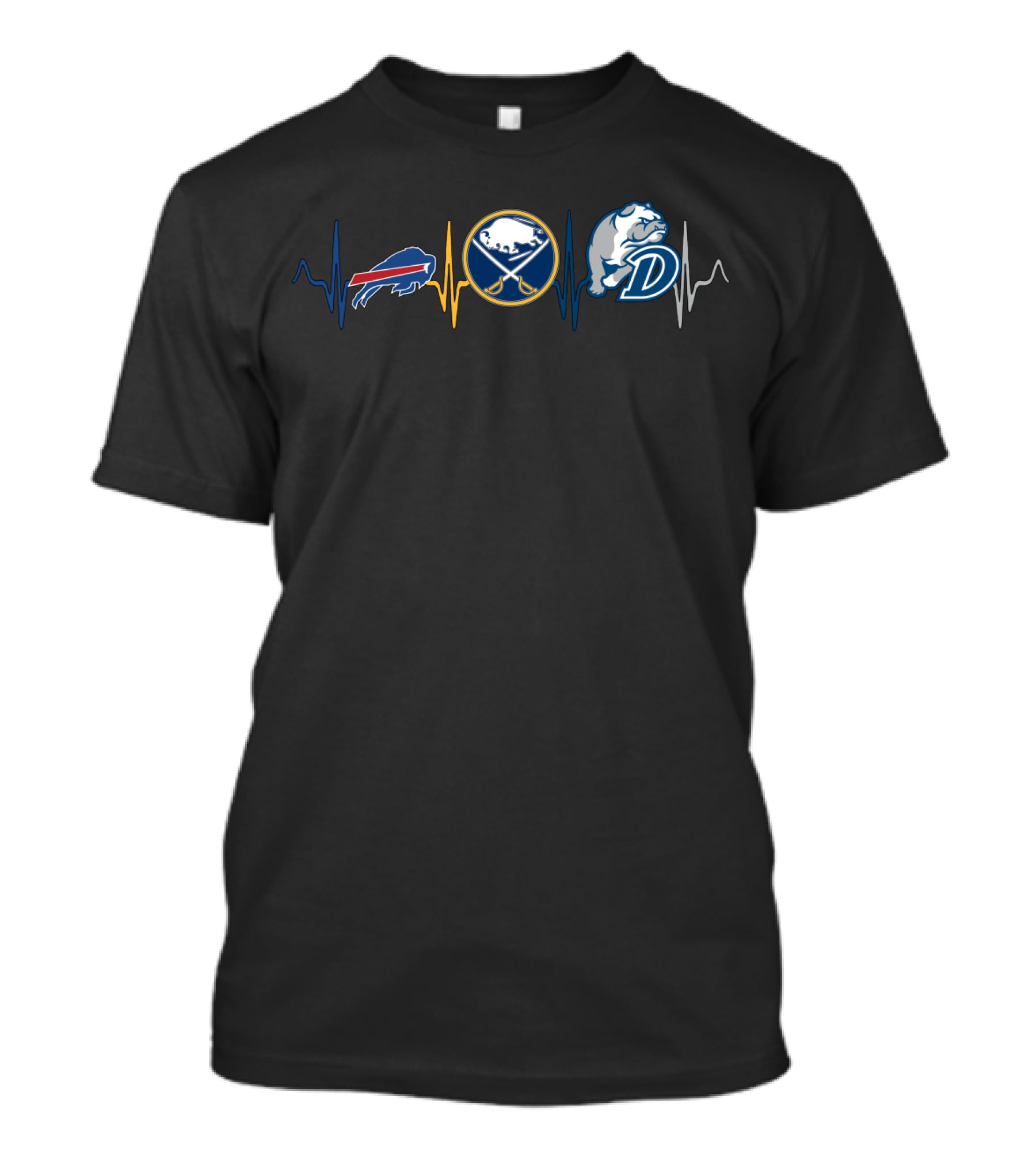 Buffalo Bills Sabres Drake Bulldogs Pulse Heartbeat T-Shirt