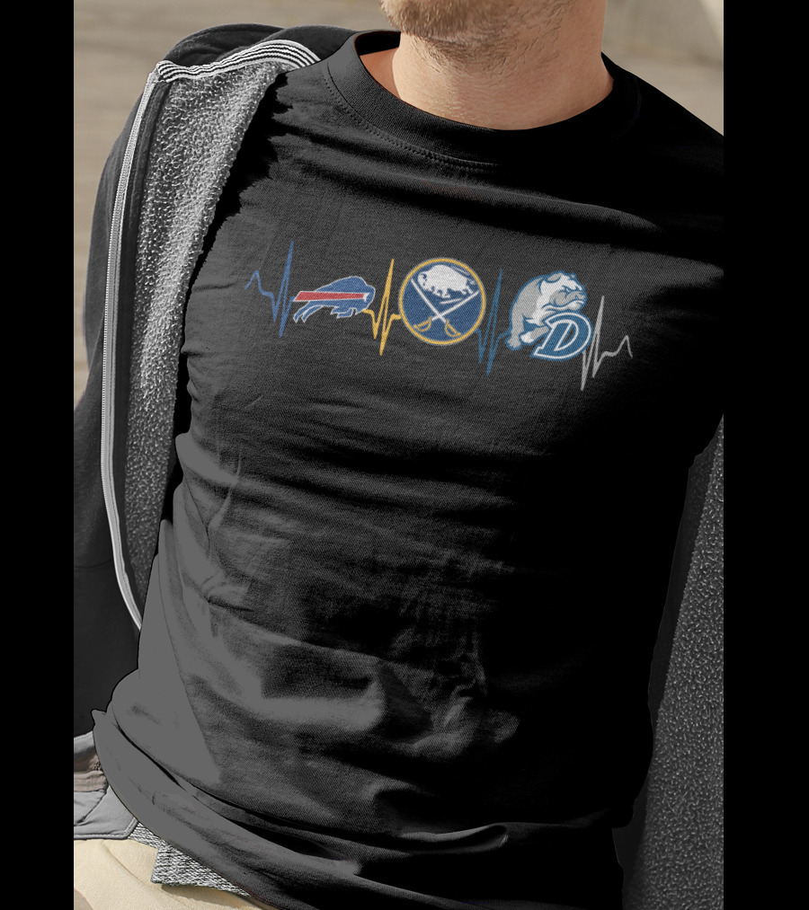 Buffalo Bills Sabres Drake Bulldogs Pulse Heartbeat T-Shirt