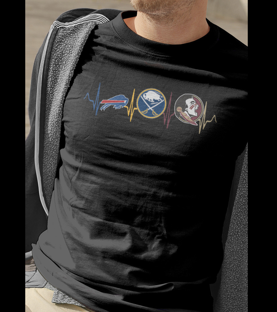 Buffalo Bills Buffalo Sabres Florida State Seminoles Heartbeat T-Shirt