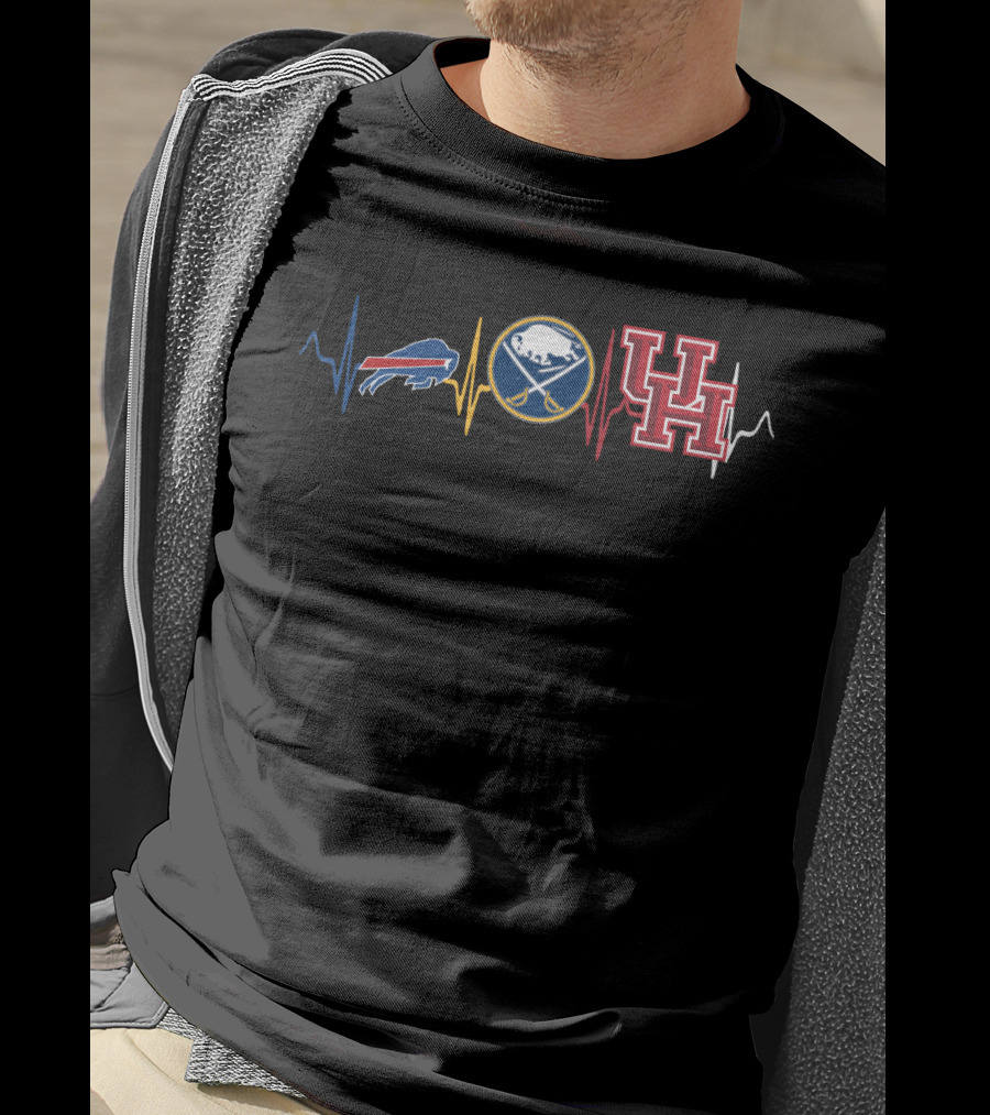 Buffalo Bills Sabres University Of Houston Heartbeat T-Shirt