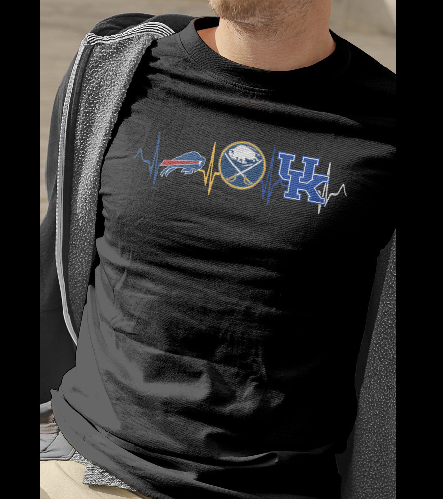 Buffalo Bills Sabres Heartbeat With Kw Uk T-Shirt
