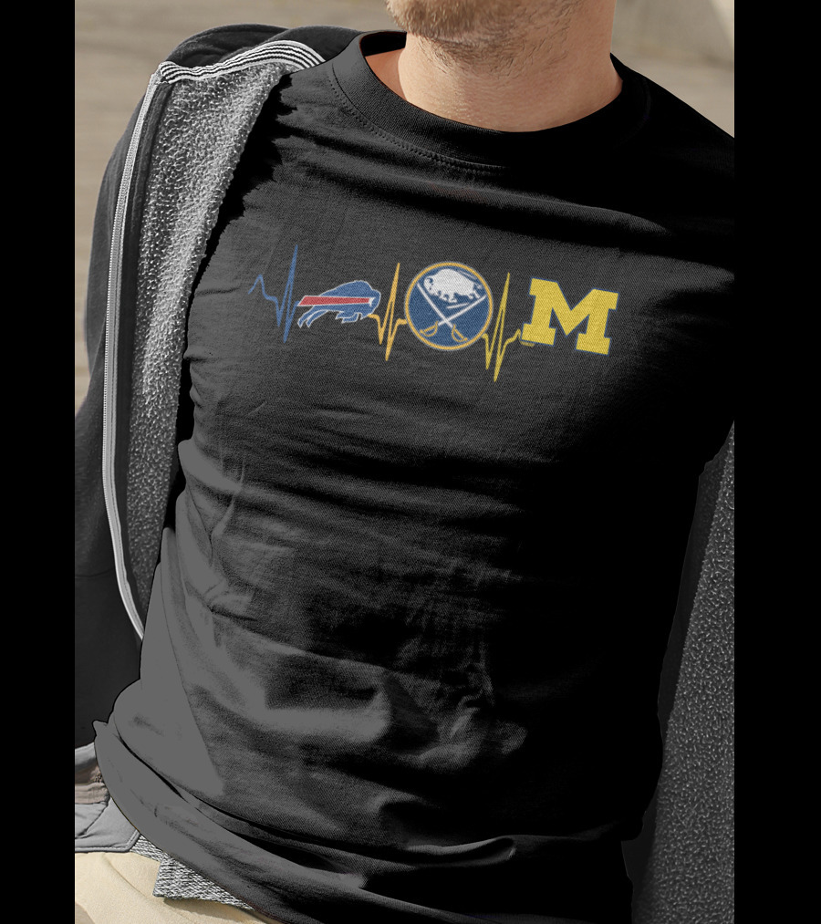 Buffalo Bills Buffalo Sabres Michigan Wolverines Heartbeat Love T-Shirt