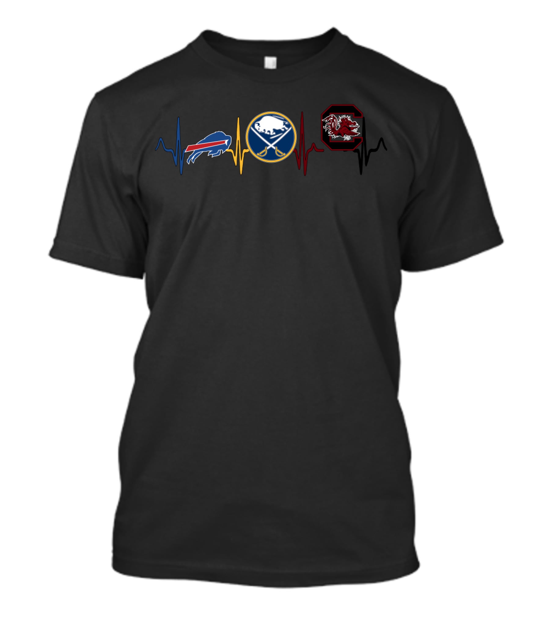 Buffalo Bills Sabres South Carolina Gamecocks Heartbeat T-Shirt