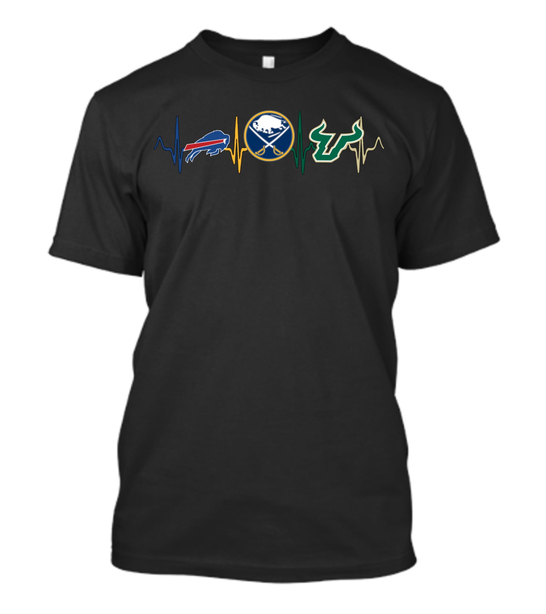 Buffalo Bills Buffalo Sabres South Florida Bulls Heartbeat T-Shirt