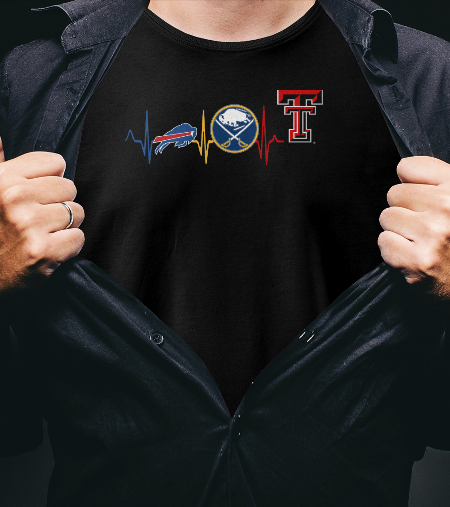Buffalo Bills Sabres Texas Tech Heartbeat T-Shirt