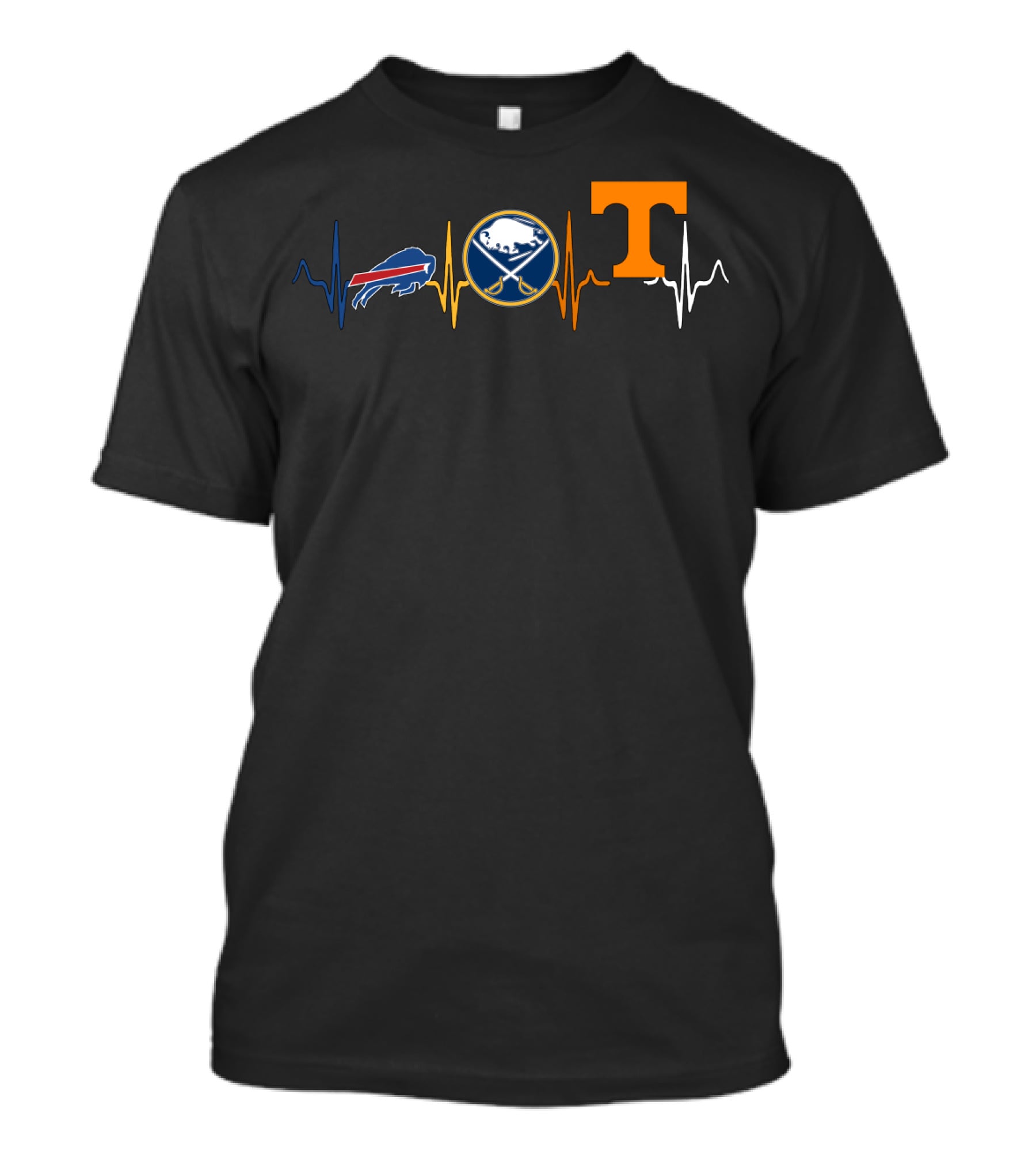 Buffalo Bills Sabres Love Tennessee Volunteers Heartbeat T-Shirt