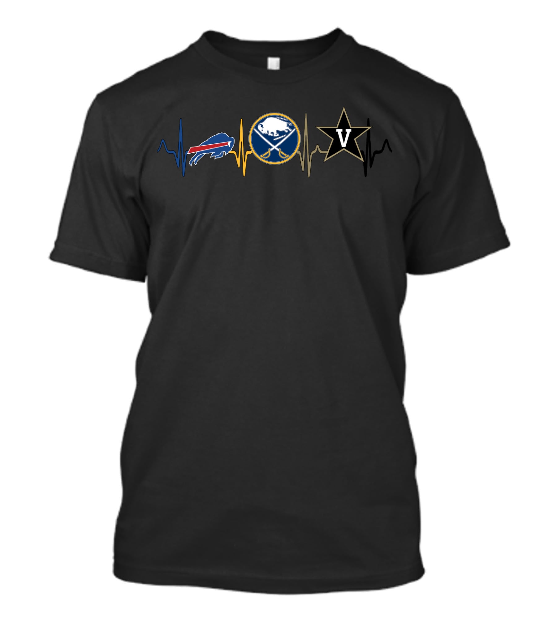 Buffalo Bills Buffalo Sabres Vanderbilt Commodores Heartbeat T-Shirt