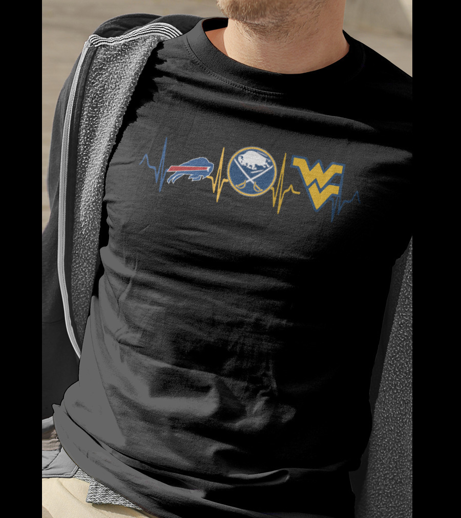 Buffalo Bills Sabres West Virginia Mountaineers Heartbeat T-Shirt