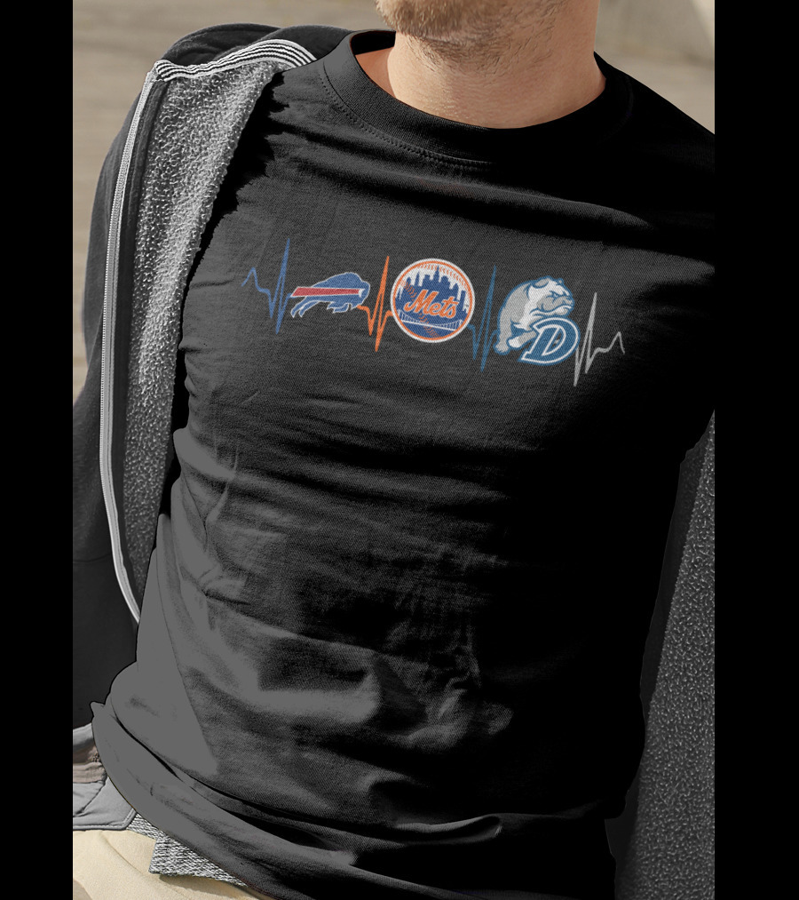 Buffalo Bills New York Mets Drake Bulldogs Heartbeat T-Shirt