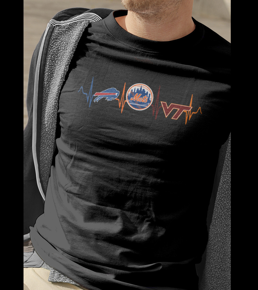 Buffalo Bills New York Mets Virginia Tech Pulse T-Shirt