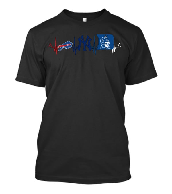 Buffalo Bills New York Yankees Duke Blue Devils Heartbeat T-Shirt