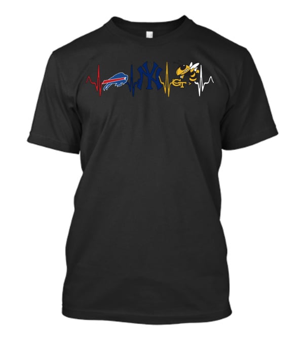 Buffalo Bills New York Yankees Georgia Tech Pulse Logo Combination T-Shirt