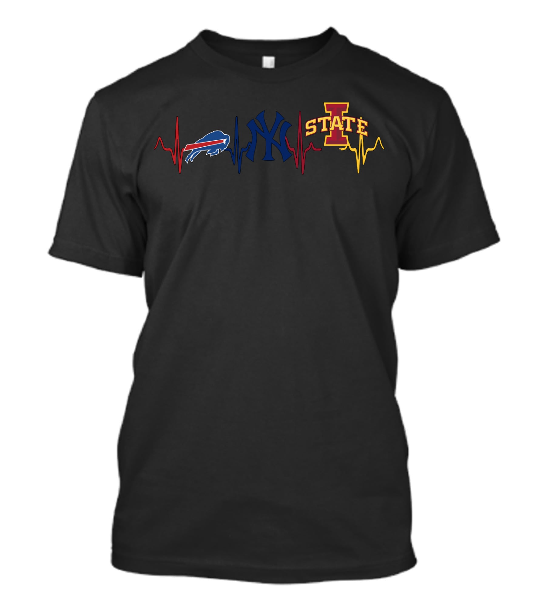 Buffalo Bills New York Yankees Iowa State Cyclones Heartbeat T-Shirt