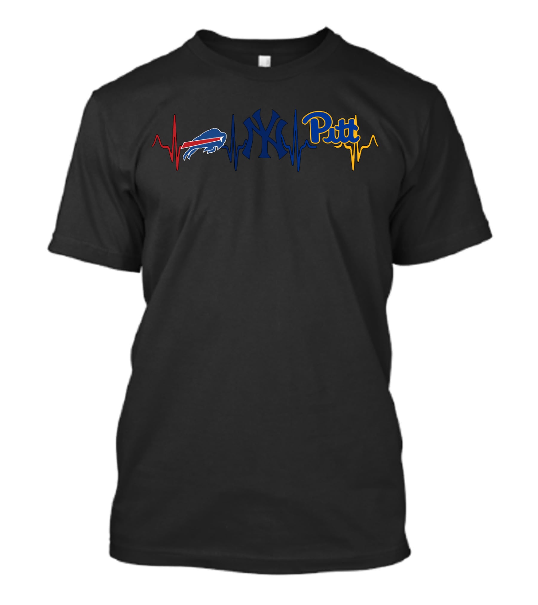 Buffalo Bills Love New York Yankees Pitt Panthers Heartbeat T-Shirt