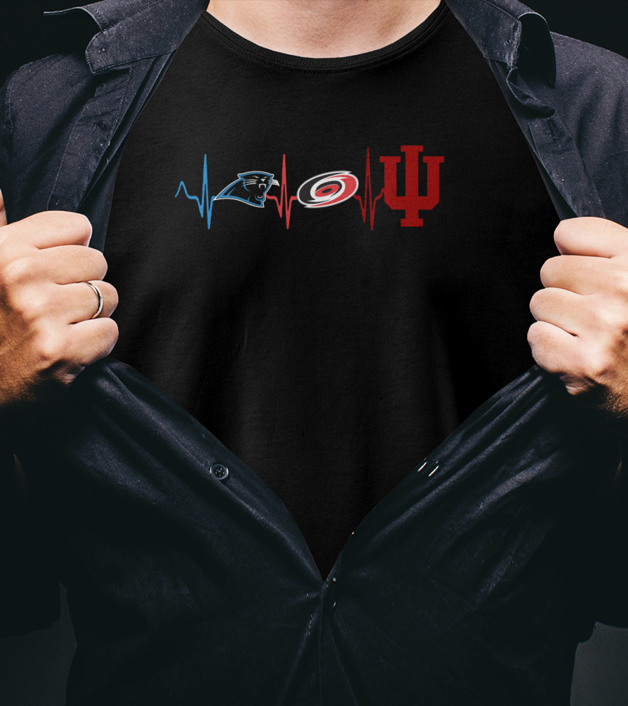 Carolina Panthers Hurricanes Indiana Hoosiers Heartbeat T-Shirt