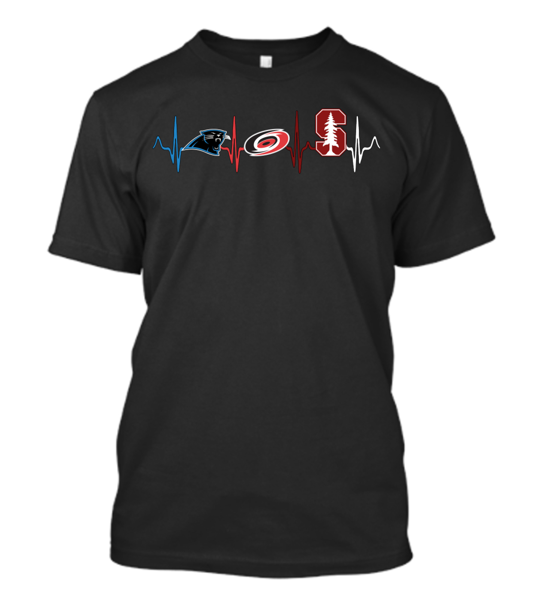 Carolina Panthers Carolina Hurricanes Stanford Cardinal Heartbeat T-Shirt
