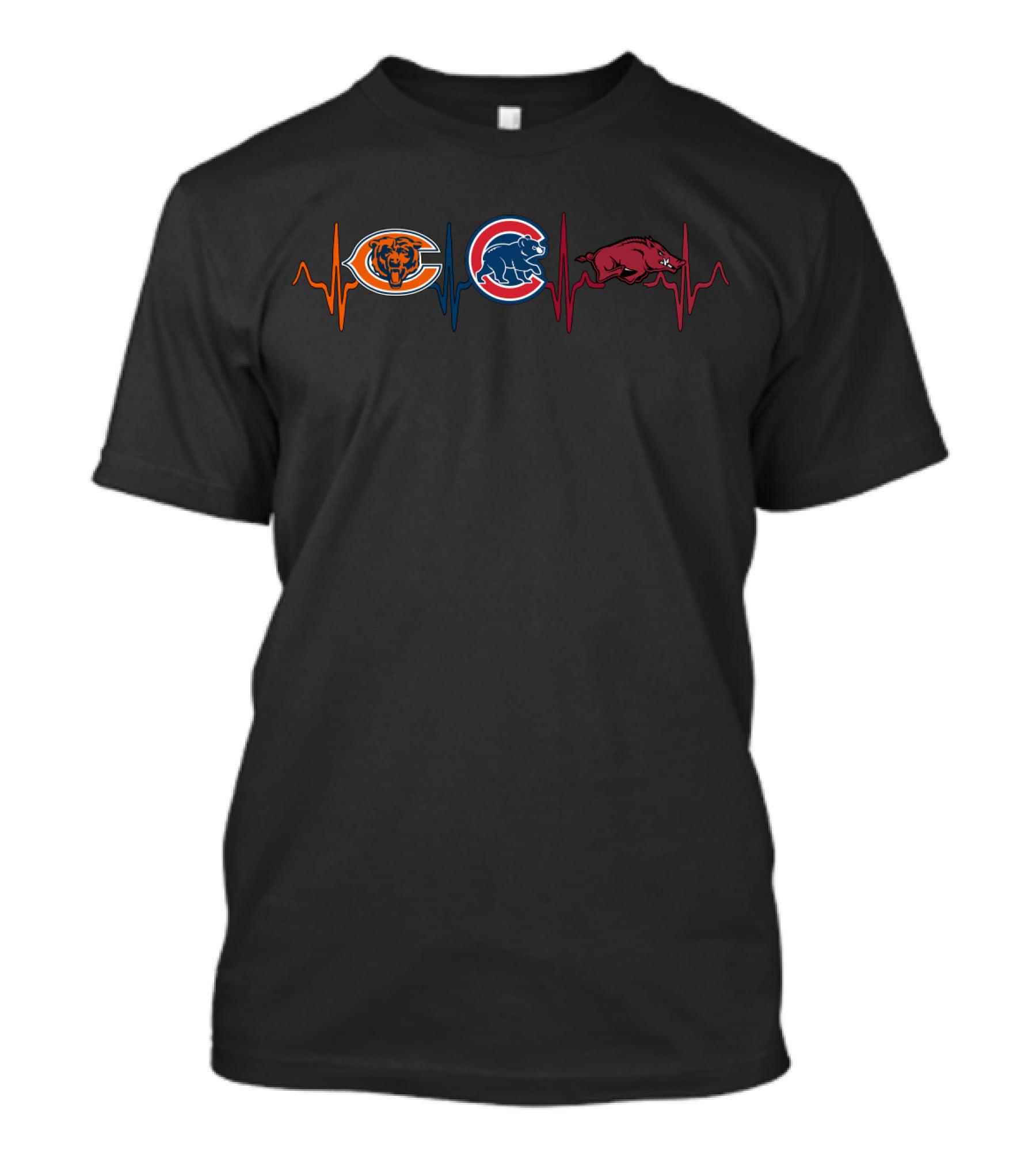 Love Bears Cubs Razorbacks Heartbeat T-Shirt