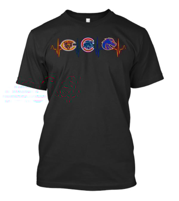 Chicago Bears Chicago Cubs Boise State Broncos Bsb Heartbeat T-Shirt