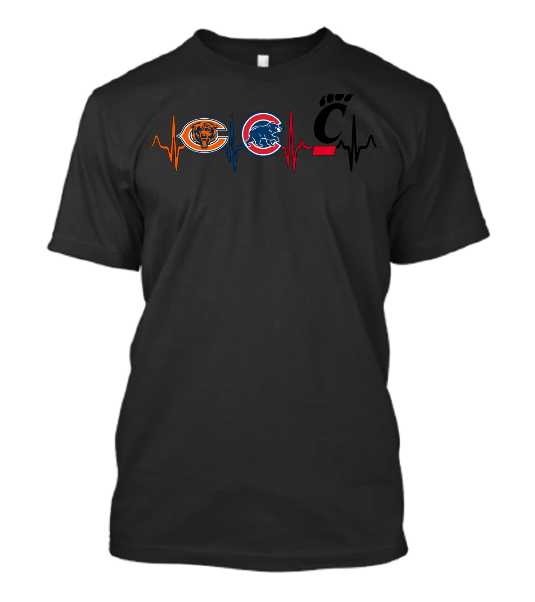 Chicago Bears Chicago Cubs Cincinnati Bearcats Heartbeat T-Shirt